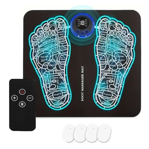 EMS Massaggiatore elettrico per Piedi Massaggiatore Piedi 8 Modalità e 19 Intensità, Pieghevole e Portatile Massaggiatore Piedi Elettrico, la Circolazione Sanguigna e il Sollievo dal Dolore Muscolare