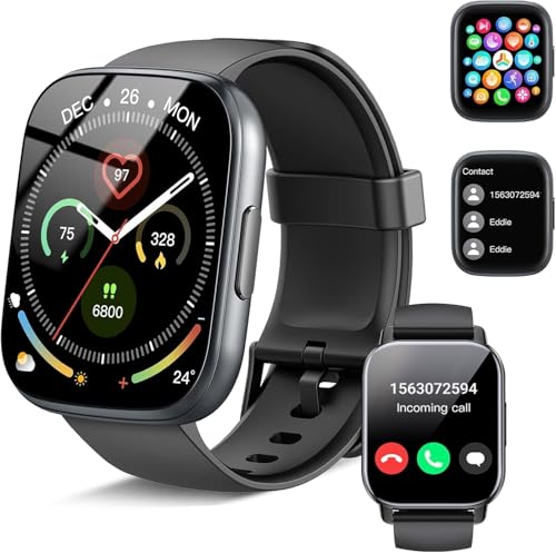 Poounur Smartwatch Uomo Donna con Effettua o Risposta Chiamate, 1.95" Orologio Smartwatch Contapassi/Cardiofrequenzimetro/Sonno, 110+ Modalità Sportivo Fitness Tracker, IP68 Smart Watch Android iOS