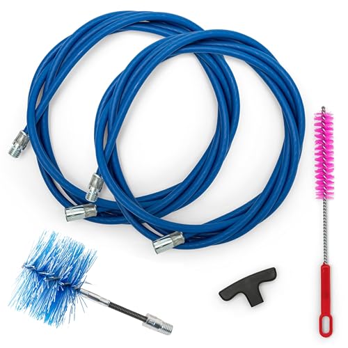 BARETTO Kit Pulizia Stufa a Pellet, Prolunga di 6 Metri per la Pulizia dei Tubi della Canna Fumaria con Curvatura a 90°, Scovolino multiuso, Manico e 1 Scovolo Flex in Nylon da 80 mm (6 M)