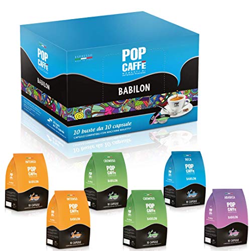 96 Capsule compatibili CON BIALETTI, POP CAFFE' MIX,Intenso,Cremoso,Arabico,Decaffeinato,NON COMPATIBILE CON LE MACCHINE DI ULTIMA GENERAZIONE