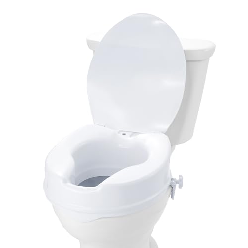 VEVOR Rialzo WC Universale Alto 100 mm, Sedile WC Rialzato Portata 136 kg, Realizzato in PP Resistente, Blocco con Asta a Vite, per Anziani, Disabili, Pazienti, Incinte