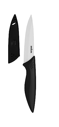 Excelsa Ceramic Coltello Frutta con Coprilama, Nero/Bianco, Lama 10 Cm