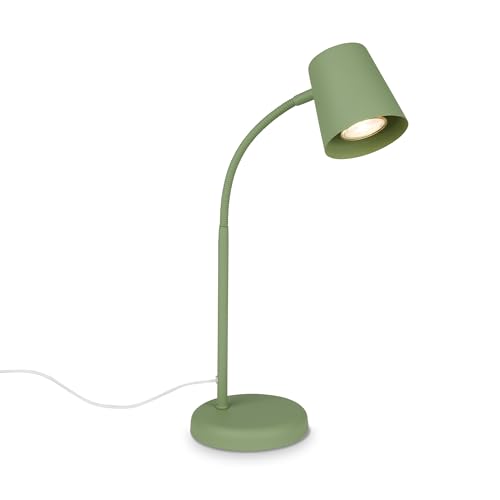 Briloner - Lampada da comodino, lampada da scrivania orientabile, lampada da tavolo GU10 per ufficio con interruttore a cavo, lampada da lettura, 9W, 130x385mm (DxA), metallo, verde lime