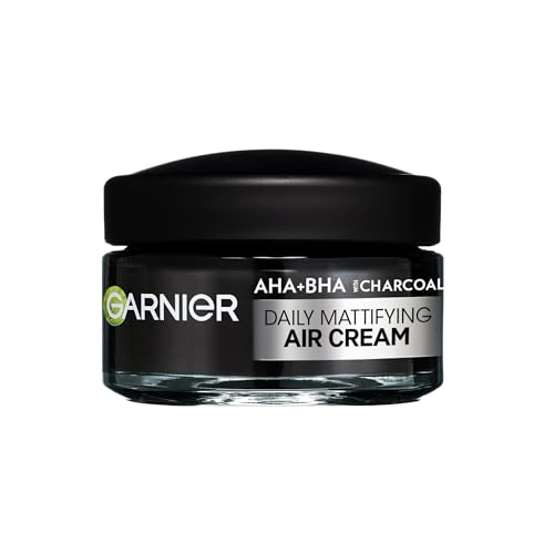 Garnier Crema Opacizzante 3-in-1, Per Pelli Grasse e Con Imperfezioni, Idratazione e Controllo del Sebo, Arricchita con AHA, BHA e Carbone, Pure Active Air Cream, 50 ml