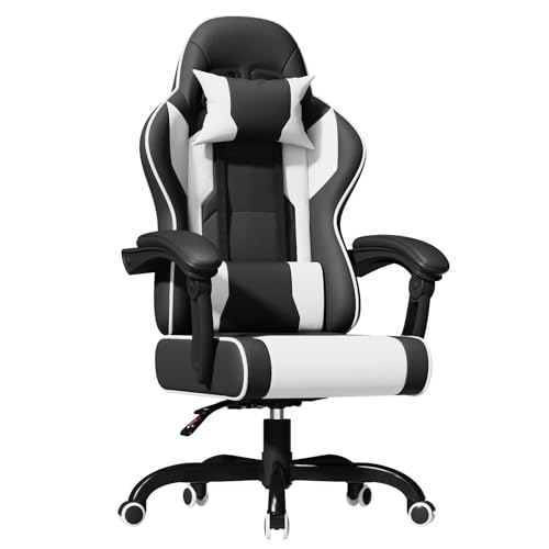 JUMMICO JETSTREAM Poltrona Gaming Ergonomica Con Poggiapiedi, Poggiatesta, Massaggio E Sollevamento Pneumatico, 150 Kg, Bianco
