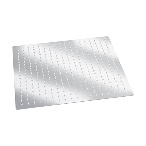 50 x 50 cm Soffione Doccia a Pioggia in Acciaio Inossidabile, Soffione Rettangolo Ultrasottile da 16 Pollici, Soffione doccia a Incasso Tondo ad Alta Pressione e Risparmio Idrico per Bagno, Argento