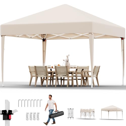 JUMMICO Gazebo 3x3 Pieghevole Impermeabile,Gazebo Regolabile Robusto,Gazebos Esterno Resistente Protezione UV 50+,Gazzebo Da Giardino Tende per giardini, feste e party,Beige