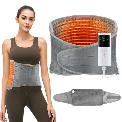 Souvik Termoforo Elettrico Lombare, Rapido Cuscino Termico Elettrico Per Schiena Spalle Addome, con 9 livelli di temperatura, 4 timer, lavabile in lavatrice per donne e uomini, 125 x 30 cm
