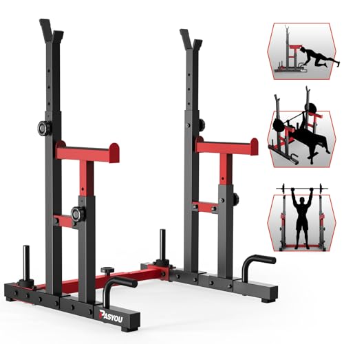 PASYOU Squat Rack Palestra, Rack Palestra Multifunzione Porta Bilancieri Regolabile, Supporto Bilanciere Multifunzione, Max 250 KG