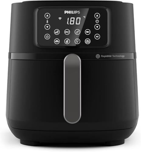 Philips Serie 5000 Airfryer XXL Connessa – 16 Funzioni di Cottura, Fino al 90% di Grassi in Meno, Compatibile con App e Alexa, Capacità 7.2L, Facile da Pulire, Ricette Salutari (HD9285/90)
