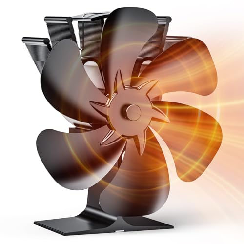 Wopigh 6 Pagine Ventilatore per Camino, Ventilatore per Camino non Elettrico, Silenzioso per Stufa a Legna, per Stufe a Legna/Ceppi/Vamino/Stufa