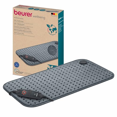 Beurer Termoforo HK 123 XXL Cosy Grey Green Planet, Termoforo traspirante a riscaldamento rapido in formato XXL 60 x 30 cm della serie Green Planet, Grigio in materiale riciclato