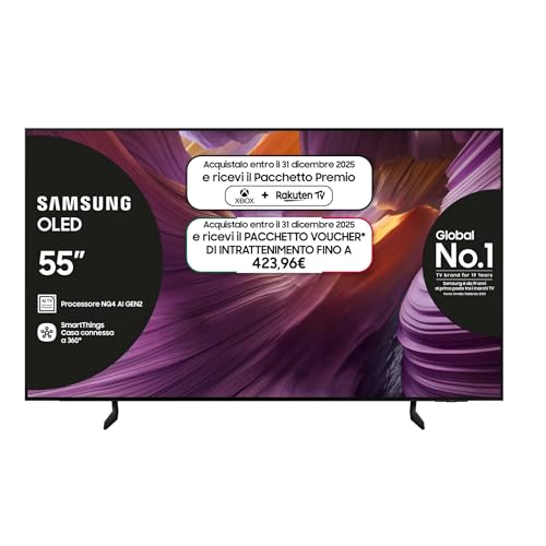 Samsung Smart TV 55'' QE55S85FAEXZT OLED 4K, NQ4 AI Gen2 Processor, 4K AI Upscaling, Glare Free, Dolby Atmos & OTS Lite, Contour Design, 2025