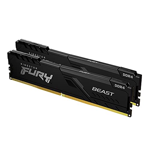 Kingston FURY Beast 32GB (2x16GB) 3200MHz DDR4 CL16 Memoria Gaming Kit Per Computer, ‎Nero