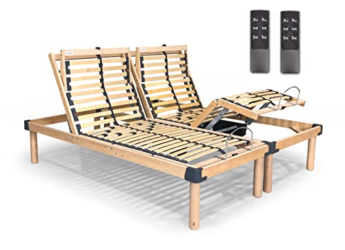 Più Relax Rete Matrimoniale elettrica motorizzata con movimenti indipendenti a doghe ammortizzate motori Tedeschi telecomandi wireless 160x190