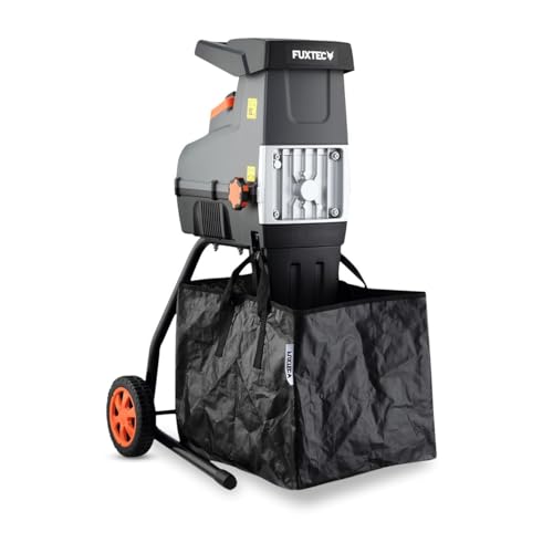 FUXTEC Biotrituratore Elettrico FX-EGH2800T – Cippatrice con Potenza 2800 W – Sistema a rullo silenzioso – Cestello raccolta 60 L – Protezione anti-inceppamento – Tritura rami fino a 44 mm