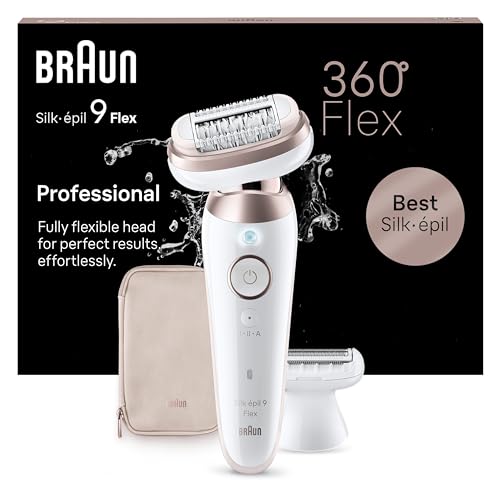 Braun Silk-épil 9 Flex Epilatore Elettrico Donna Con Testina Flessibile a 360° Per Epilazione Semplice, Wet & Dry, Pelle Liscia a Lungo, Idea Regalo, 9-030 3D, Bianco/Rosa