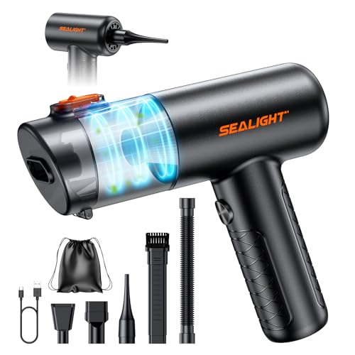 SEALIGHT Aspirabriciole Senza Fili, 28000Pa Aspirapolvere Auto Portatile, Motore Brushless da 400000 tr/min, Mini Aspirapolvere Potente per Auto Casa Ufficio Peli di Domestici (Nero)