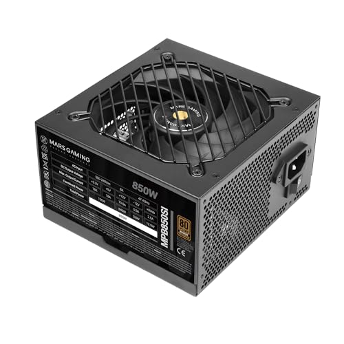 Mars Gaming MPB850SI, Alimentatore PC ATX 850W, 7 Anni di Garanzia, 80Plus Bronze 230V, 90% di Efficienza, Ventola SI Extreme Silence con Nucleo in Rame, Tecnologie AI2-RPM, DC-DC e SMD, Nero