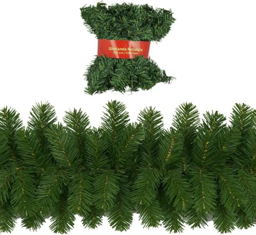 Maury's Ghirlanda Natalizia per Interno e Esterno Realistica con 250 Rami Verde Abete 270 CM Decorazione Natalizia per Porta o Camino