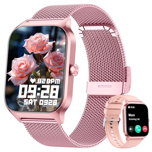 KALINCO Smartwatch Uomo Donna, 1.85” IA Orologio Pressione Sanguigna, Chiamata Bluetooth, SpO2, Frequenza cardiaca, Stress, Sonno, Orologio mondiale, 100+ Sports Watch, Regalo Android iOS