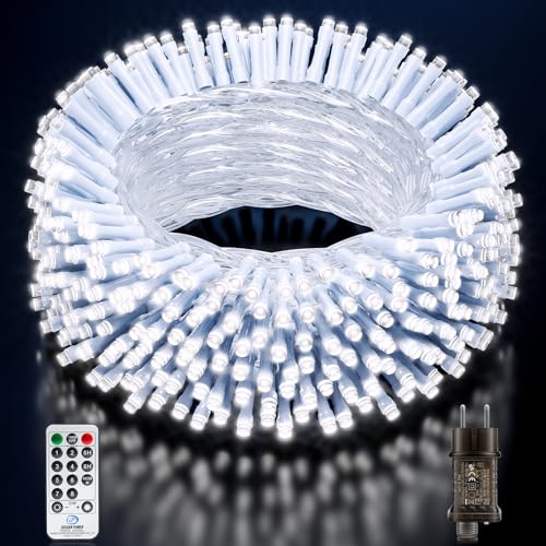Buudala Luci Albero di Natale, 43.2M/141.73FT 320 LED Luci Natalizie da Esterno ed Interno, 8 Modalità con Funzione Memoria e Telecomando Luci di Natale per Giardino, Balcone, Festa - Bianco Freddo