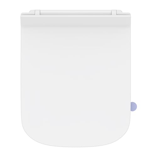 SREWOHS PRO Tavoletta wc Universali Forma Quadrata [CORTO], Sedile WC Urea-Formaldeide Chiusura Ammortizzata Tavoletta wc con Sgancio Rapido a un Pulsante, Testato fino a 150 kg, Bianco,42,5 * 34.5CM