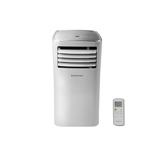 Ariston Mobis 9- Condizionatore Portatile con Tubo 9000 Btu 35,5x37,7x70,3 e Telecomando, Pinguino Raffreddamento Rapido e Ventilazione, Climatizzatore Fino 30mq, Aria Condizionata Classe Energetica A