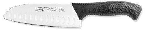 Sanelli Skin Coltello Santoku Olivato, Acciaio Inossidabile, Nero, Lama 16 cm