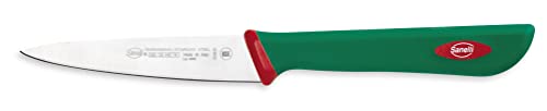 Sanelli Premana Professional Coltello Spelucchino, Acciaio Inossidabile, Verde/Rosso, 10 cm