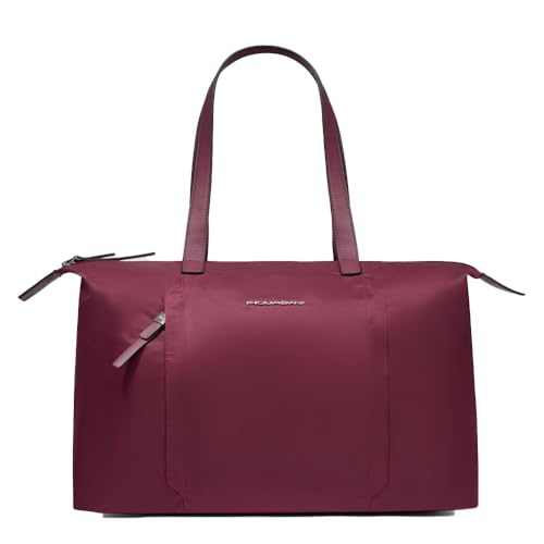 PIQUADRO &ndash; Borsa donna porta PC 15,6" pieghevole in pelle e tessuto &ndash; Colore Bordeaux &ndash; Elegante