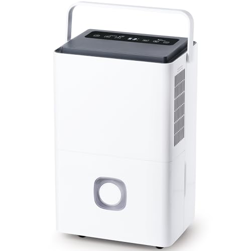 Megonia Deumidificatore Casa Muffa Elettrico: 65L/24h Deumidificatori Ambienti 120㎡Serbatoio 4.5L Scarico Continuo Modalità Smart Silenzioso e Portatile per Bagno Cantina Ufficio Garage Appartamento