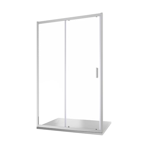 Box Doccia Nicchia 130cm Apertura Scorrevole Vetro Temperato 6mm Trasparente Profili Cromati h185cm mod. Tonga