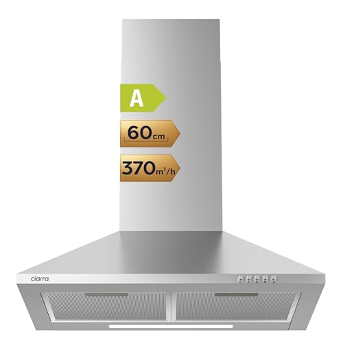 CIARRA Classe A Cappa Aspirante 60 cm CAS6201A cappa da cucina 370m3/h 3 Velocit&agrave; illuminazione a LED Evacuazione Esterna/Ricircolo