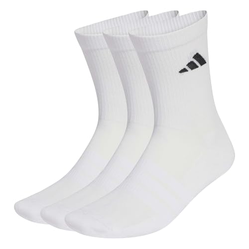 adidas Mixte CUSHIONED SPORTSWEAR CREW SOCKS 3 PAIR PACK, white/white/black, 8.5-10