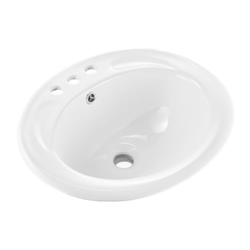 VEVOR Lavandino Sottopiano Lavabo per Bagno 485 x 425 mm, Lavello Rettangolare in Ceramica con Foro di Troppopieno, Lavabo da Bagno Sottotop, Foro per Rubinetto 28 mm Apertura Troppopieno 22mm