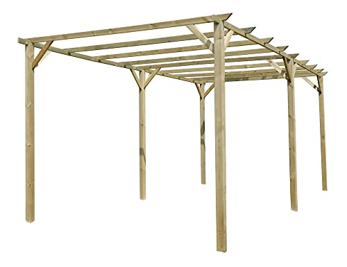 VERDELOOK | Ampio e Resistente Gazebo in Legno Impregnato per Arredo e Decorazione degli Esterni, 6x3 m