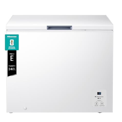 Hisense MCF248E Congelatore orizzontale a pozzetto 248 litri di capacit&agrave;, Silenzioso 40 dB, Bianco, libera installazione, LxPxA 96,3x 63 x 84,7 cm