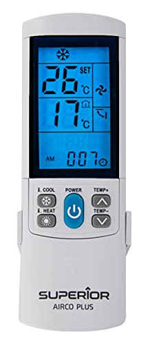 Superior AirCo PLUS - Telecomando Universale per Climatizzatori - 4000 codici - Ampio Display Retroilluminato - Timer Notturno - Funzione Temperature Block - SUPCU001