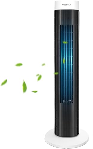 Aigostar Ventilatore a Torre Silenzioso, 3 Velocit&agrave;, 120min Timer, Oscillazione 85&deg;, Altezza di 76cm, Bianco e Nero