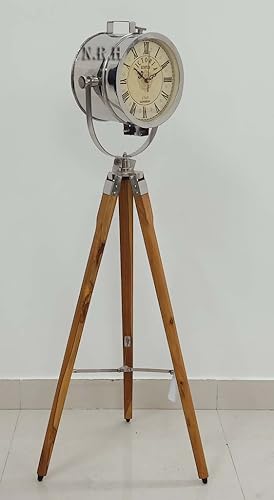 Orologio da pavimento vintage a treppiede in legno naturale per soggiorno moderno rustico regolabile Spotlight design orologio da pavimento per camera da letto ufficio decorazione