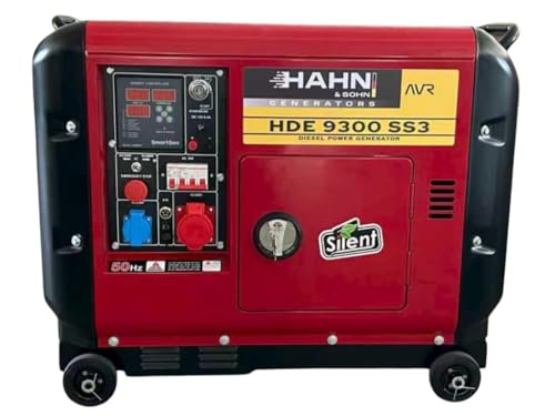 Hahn & Sohn HDE 9300SS3 - Generatore di corrente diesel – 9,3 kVA max. potenza | E-Start, AVR, generatore di corrente per cantieri, casa, giardino, 70 dB – unità di emergenza, generatore diesel, 230 V