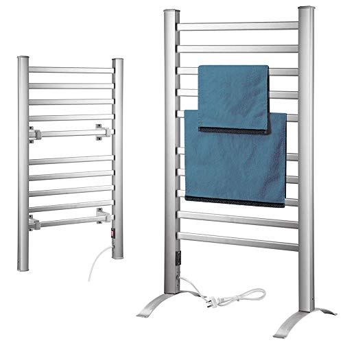 BAKAJI Scaldasalviette Termoarredo Elettrico da Bagno 2in1 da Terra e Parete Asciugabiancheria Portasciugamani con Elementi in Alluminio Riscaldanti (10 Elementi)