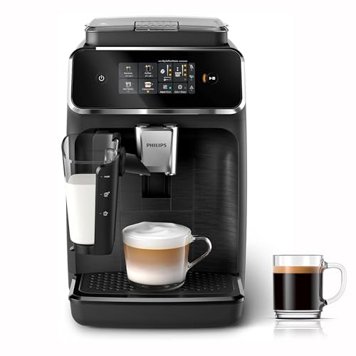 Philips Serie 2300 Macchina da caff&egrave; automatica - 4 tipi di bevande, Display touch screen a colori, LatteGo, SilentBrew, Macinacaff&egrave; in ceramica al 100%, Filtro AquaClean. Nero Opaco (EP2330/10)