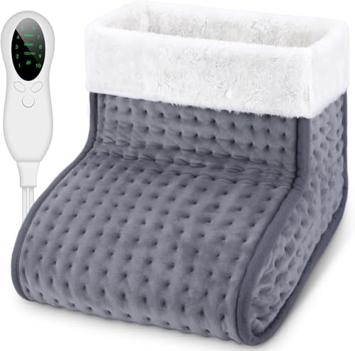 Biutee Scaldapiedi Elettrico, Foderato con Scaldapiedi Lavabili, Riscaldamento Rapido, Temperatura Regolabile da 30-60°C, Spegnimento Automatico,Impostazione Timer Intelligente, Scuro Grigio