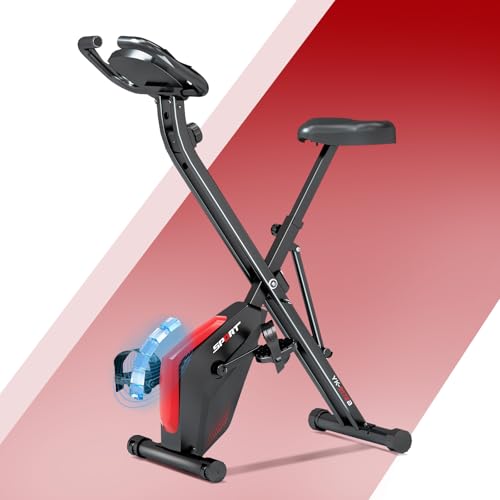 YEE RUN Cyclette Pieghevole da Casa,Resistenza magnetica regolabile a 16 livelli,LCD Display e Sensori,7-Gradini-Regolazione sedile