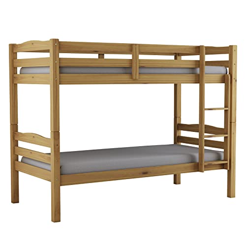 Arredo Stock Letto a castello in legno di pino massello utilizzabile come due letti singoli, 90x190x150 cm (Legno)