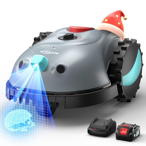 YARDCARE V100 Robot Tagliaerba senza Filo Perimetrale, con Telecamera, Evitamento Ostacoli, Navigazione Visiva, 4 Ah Batteria, Robottino Taglia Erba da Giardino con Lame di Ricambio, Taglio a Spirale
