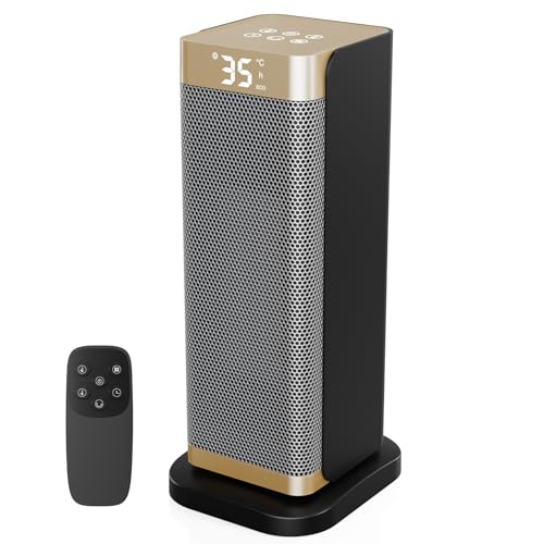 DDHTSAL Stufetta Elettrica Basso Consumo - 2000W PTC Termoventilatore,3 Modalità,ECO,Timer 12H,70° Oscillazione,Telecomando,Protezione da Surriscaldamento/Ribaltamento,Basso Rumore,Portatile,Casa