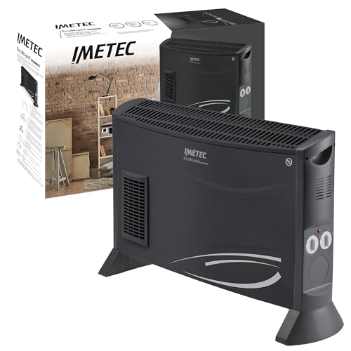 Imetec Eco Rapid Black Code Termoconvettore - Stufetta Elettrica a Basso Consumo con Modalità ECO -40% di Energia - 2000W, 4 Temperature, Riscaldamento Rapido, Termostato di Sicurezza, Silenzioso